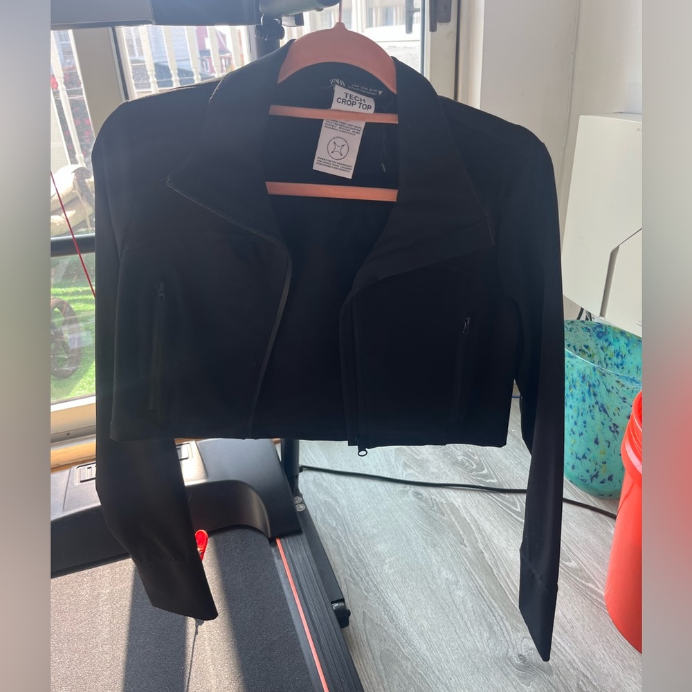 Zara Black Women's Tech Crop Top Jacket Size M